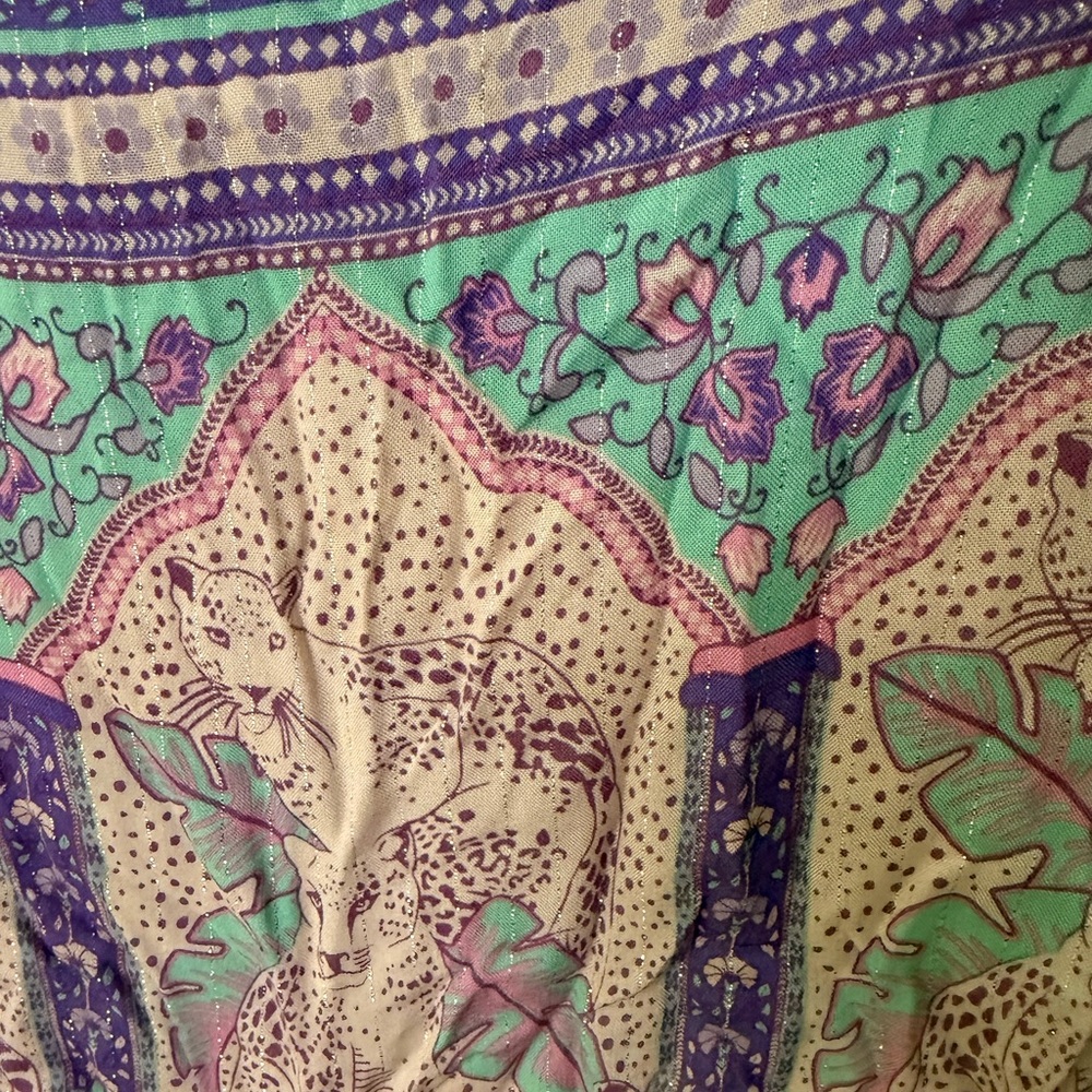 Spell Floral Lavender Peasant Tunic with Teal Accents - Picture 6 of 8